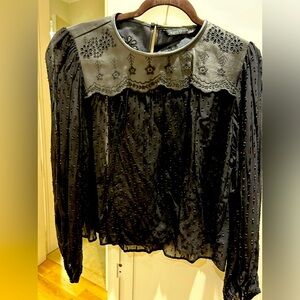 Zara blouse with vegan leather detail
